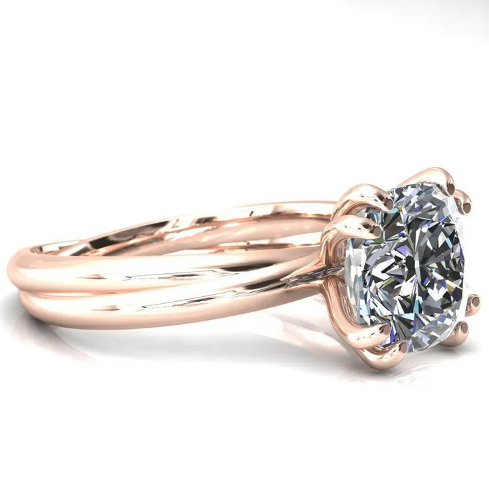 Fire Brilliance Rings Alyona Cushion Shaped Interwoven Band 4 Double Prong Ring