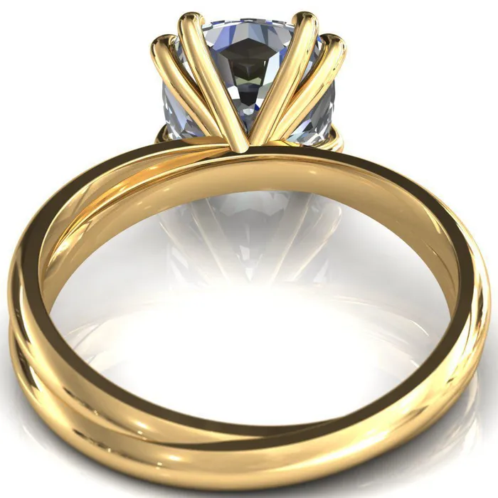Fire Brilliance Rings Alyona Cushion Shaped Interwoven Band 4 Double Prong Ring