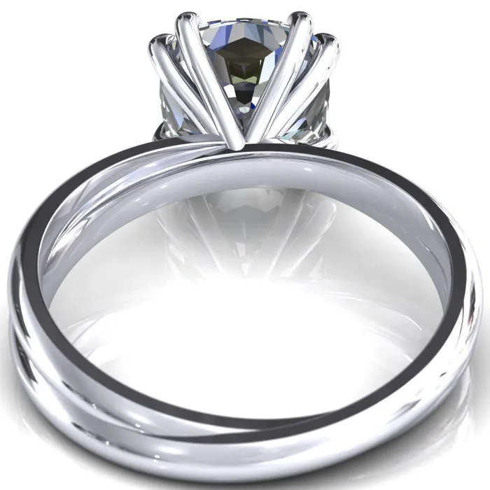 Fire Brilliance Rings Alyona Cushion Shaped Interwoven Band 4 Double Prong Ring