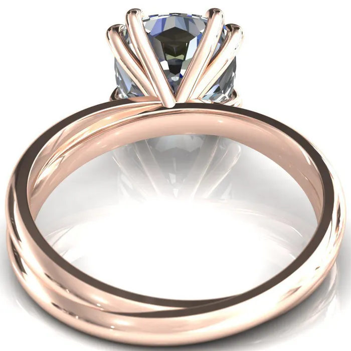 Fire Brilliance Rings Alyona Cushion Shaped Interwoven Band 4 Double Prong Ring