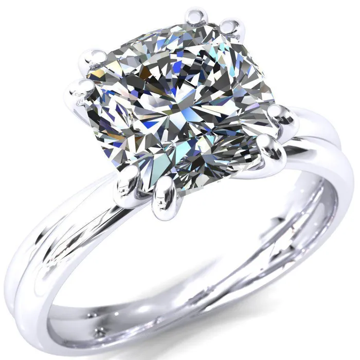 Fire Brilliance Rings Alyona Cushion Shaped Interwoven Band 4 Double Prong Ring