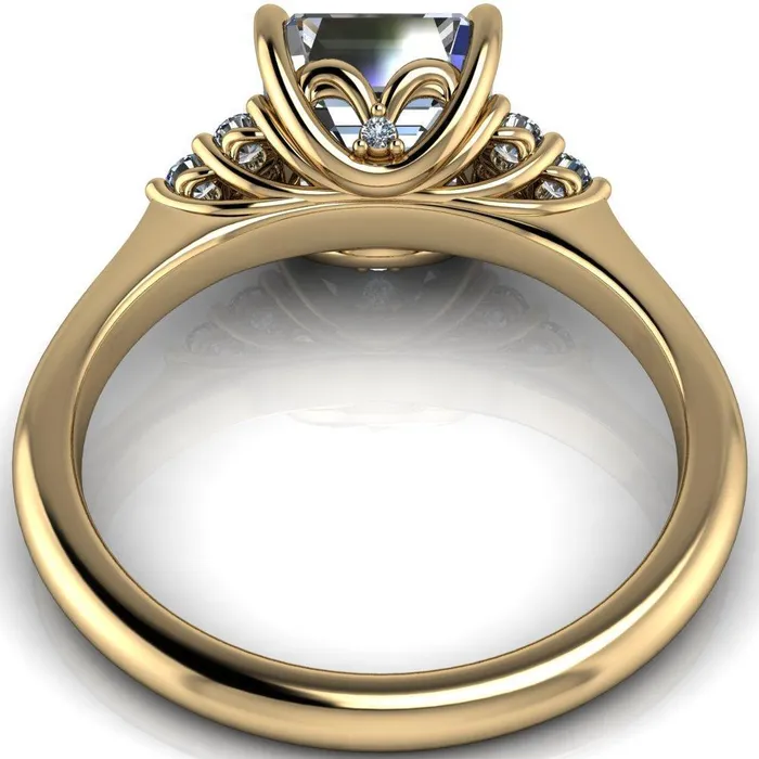 Fire Brilliance Rings Biddle Asscher Moissanite Trio Side Diamonds Engagement Ring