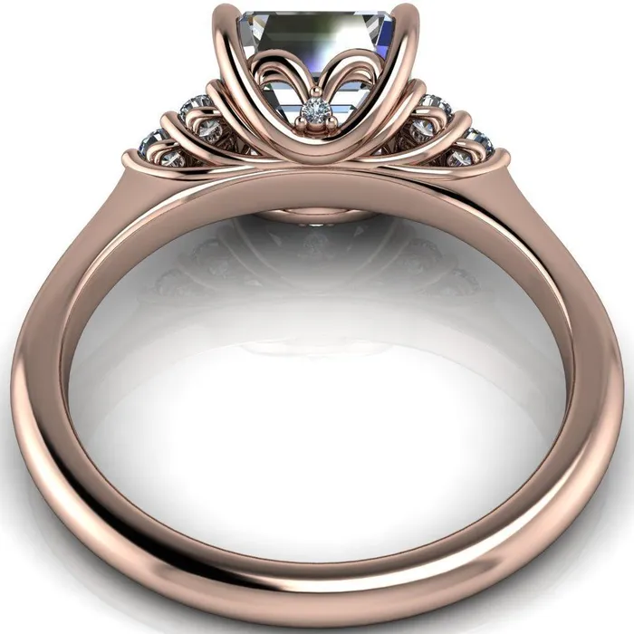 Fire Brilliance Rings Biddle Asscher Moissanite Trio Side Diamonds Engagement Ring