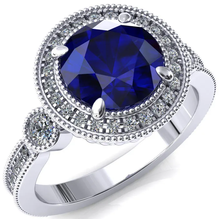 Fire Brilliance Rings Brachium Round Blue Sapphire 4 Claw Prong Diamond Halo 34 Micro Channel Engagement Ring Fire Brilliance Rings Brachium Round Blue Sapphire 4 Claw Prong Diamond Halo 34 Micro Channel Engagement Ring