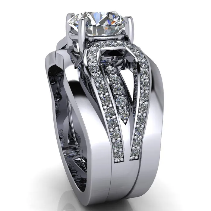 Fire Brilliance Rings Brenda Round Center Stone Split Shank Diamond Channel Under Bezel Engagement Ring