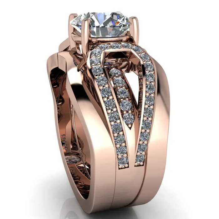 Fire Brilliance Rings Brenda Round Center Stone Split Shank Diamond Channel Under Bezel Engagement Ring