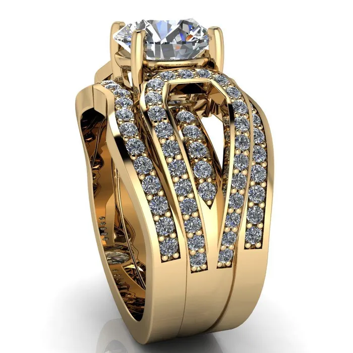 Fire Brilliance Rings Brenda Round Center Stone Split Shank Diamond Channel Under Bezel Engagement Ring