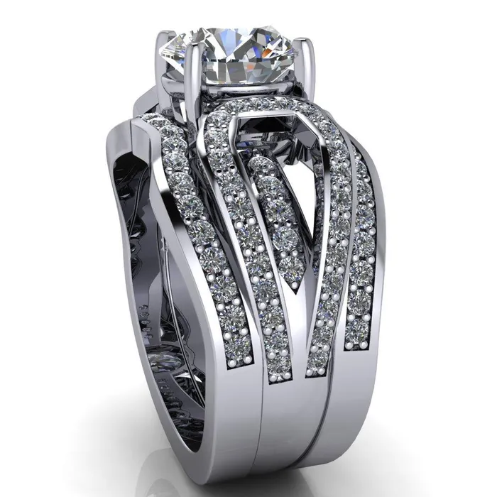 Fire Brilliance Rings Brenda Round Center Stone Split Shank Diamond Channel Under Bezel Engagement Ring