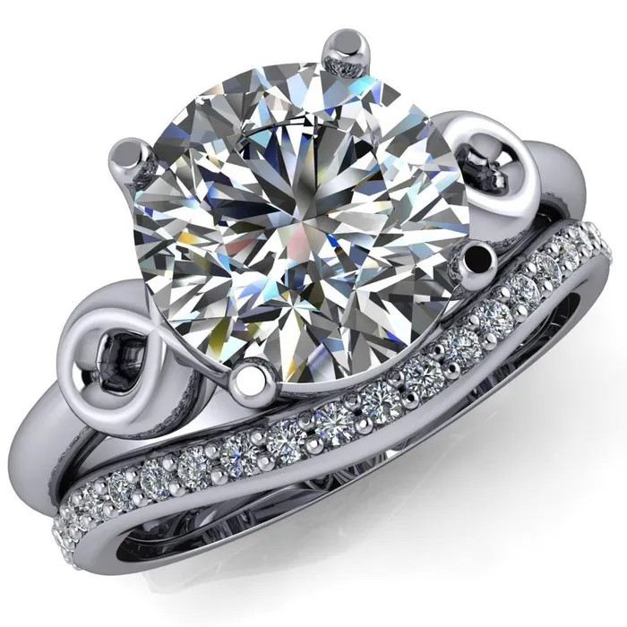 Fire Brilliance Rings Caprice Round Center Stone Under Bezel Comfort Fit Ring Fire Brilliance Rings Caprice Round Center Stone Under Bezel Comfort Fit Ring