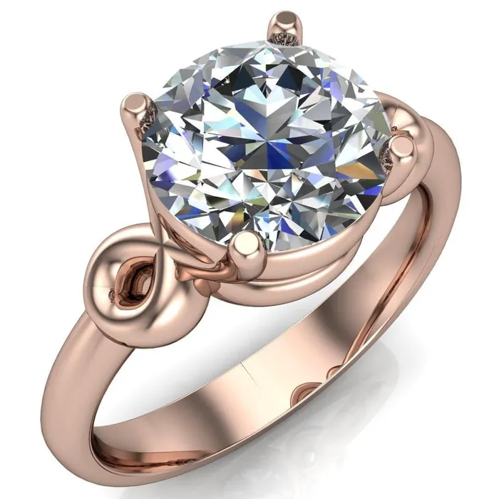 Fire Brilliance Rings Caprice Round Center Stone Under Bezel Comfort Fit Ring