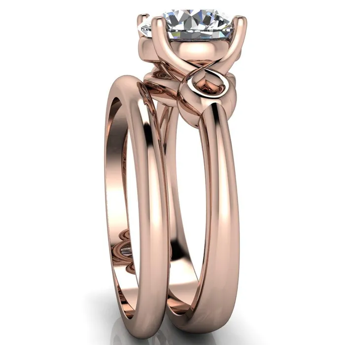 Fire Brilliance Rings Caprice Round Center Stone Under Bezel Comfort Fit Ring