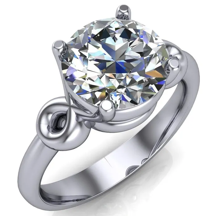 Fire Brilliance Rings Caprice Round Center Stone Under Bezel Comfort Fit Ring