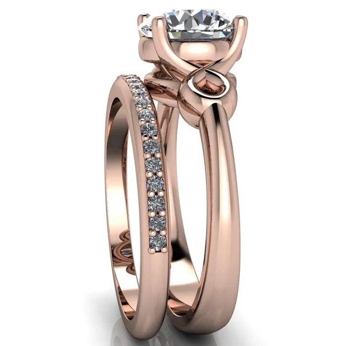 Fire Brilliance Rings Caprice Round Center Stone Under Bezel Comfort Fit Ring