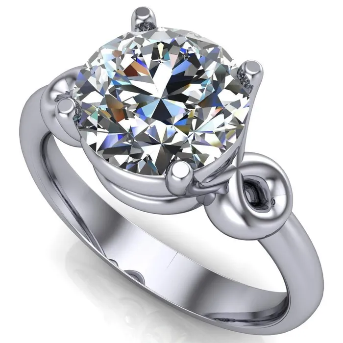 Fire Brilliance Rings Caprice Round Center Stone Under Bezel Comfort Fit Ring