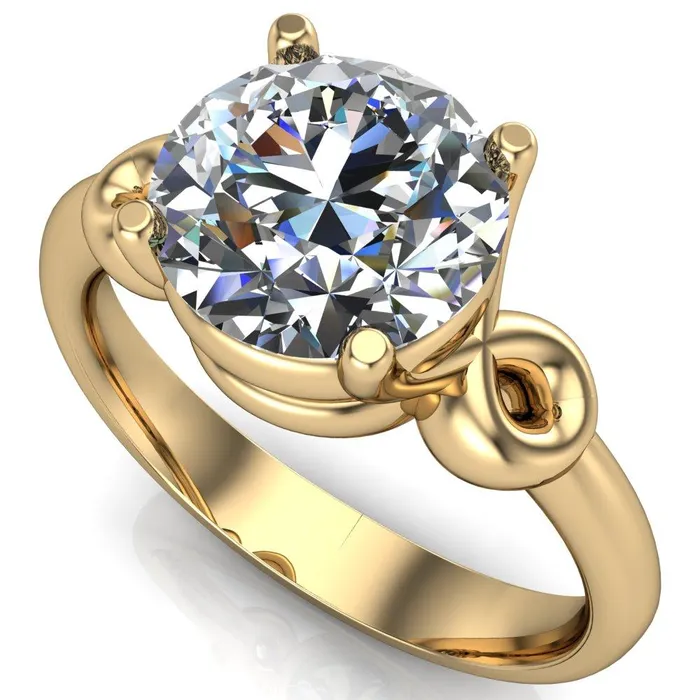 Fire Brilliance Rings Caprice Round Center Stone Under Bezel Comfort Fit Ring