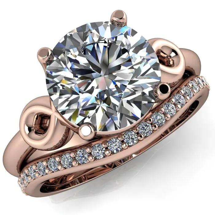 Fire Brilliance Rings Caprice Round Center Stone Under Bezel Comfort Fit Ring