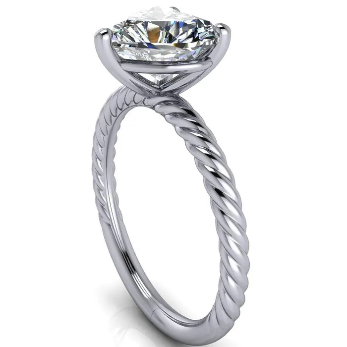 Fire Brilliance Rings Chaya Heart Moissanite High Set 4 Prong Elegant Rope Ring