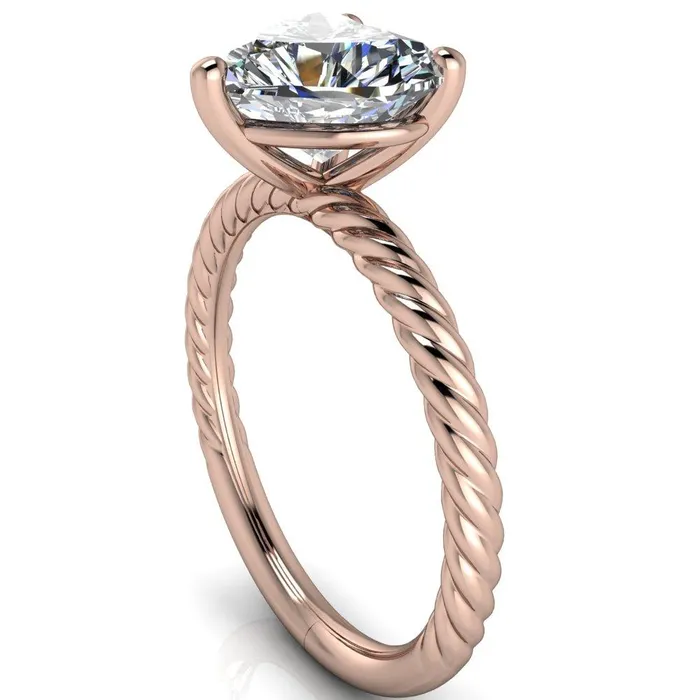 Fire Brilliance Rings Chaya Heart Moissanite High Set 4 Prong Elegant Rope Ring