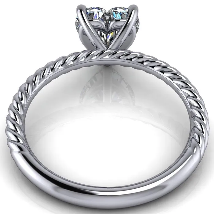 Fire Brilliance Rings Chaya Heart Moissanite High Set 4 Prong Elegant Rope Ring