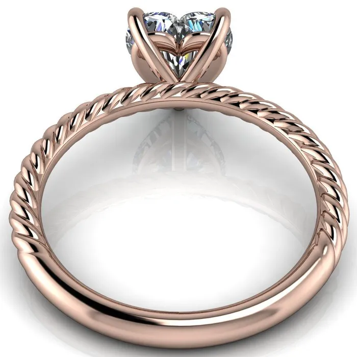 Fire Brilliance Rings Chaya Heart Moissanite High Set 4 Prong Elegant Rope Ring