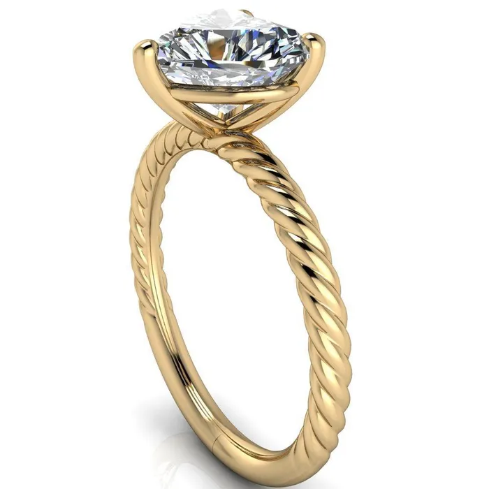 Fire Brilliance Rings Chaya Heart Moissanite High Set 4 Prong Elegant Rope Ring