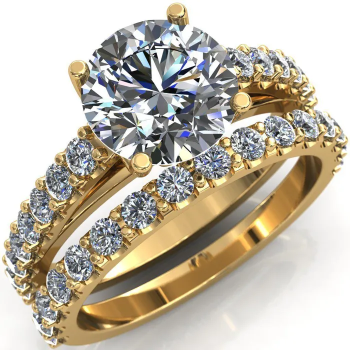 Fire Brilliance Rings Chiara Round Center Stone Diamond Accented Preset Peg Setting with Prong Set Diamond Shoulder Ring Fire Brilliance Rings Chiara Round Center Stone Diamond Accented Preset Peg Setting with Prong Set Diamond Shoulder Ring