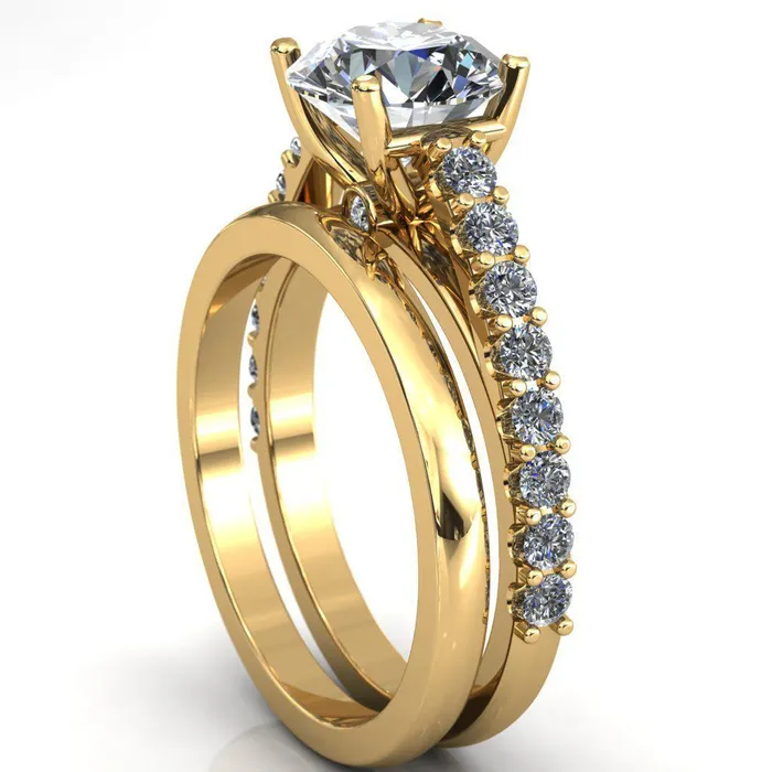 Fire Brilliance Rings Chiara Round Center Stone Diamond Accented Preset Peg Setting with Prong Set Diamond Shoulder Ring