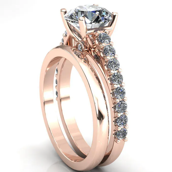 Fire Brilliance Rings Chiara Round Center Stone Diamond Accented Preset Peg Setting with Prong Set Diamond Shoulder Ring