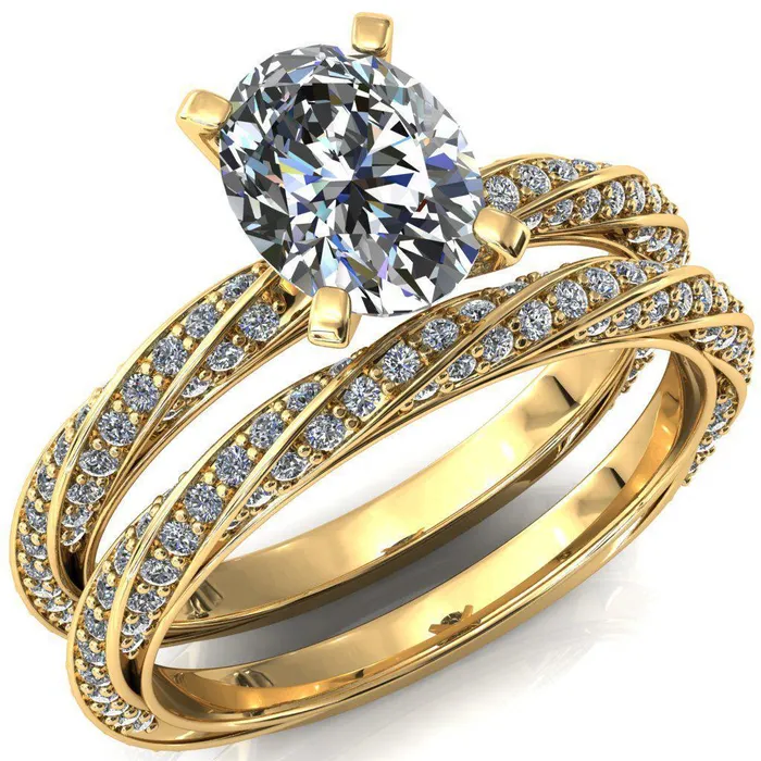 Fire Brilliance Rings Elysia Oval Center Stone 4 Prong 34 Eternity Diamond Accent Ring