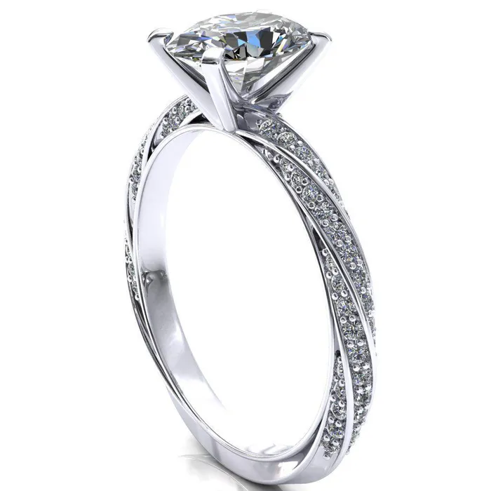 Fire Brilliance Rings Elysia Oval Center Stone 4 Prong 34 Eternity Diamond Accent Ring