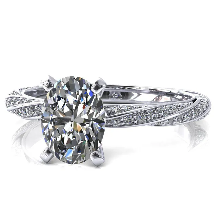 Fire Brilliance Rings Elysia Oval Center Stone 4 Prong 34 Eternity Diamond Accent Ring
