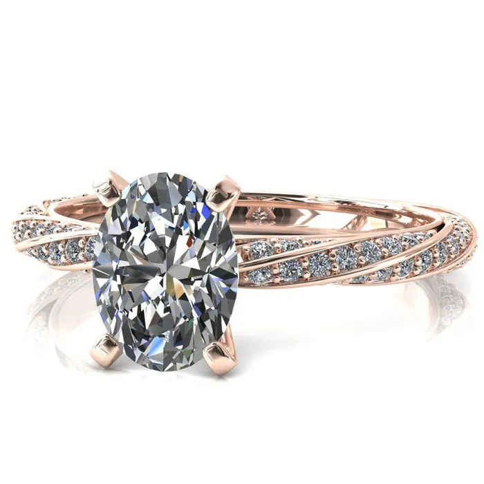 Fire Brilliance Rings Elysia Oval Center Stone 4 Prong 34 Eternity Diamond Accent Ring