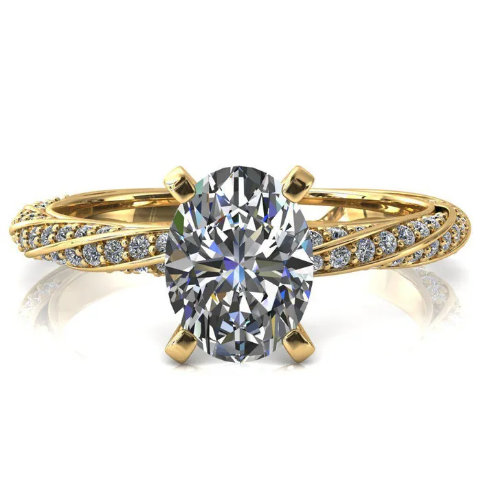 Fire Brilliance Rings Elysia Oval Center Stone 4 Prong 34 Eternity Diamond Accent Ring