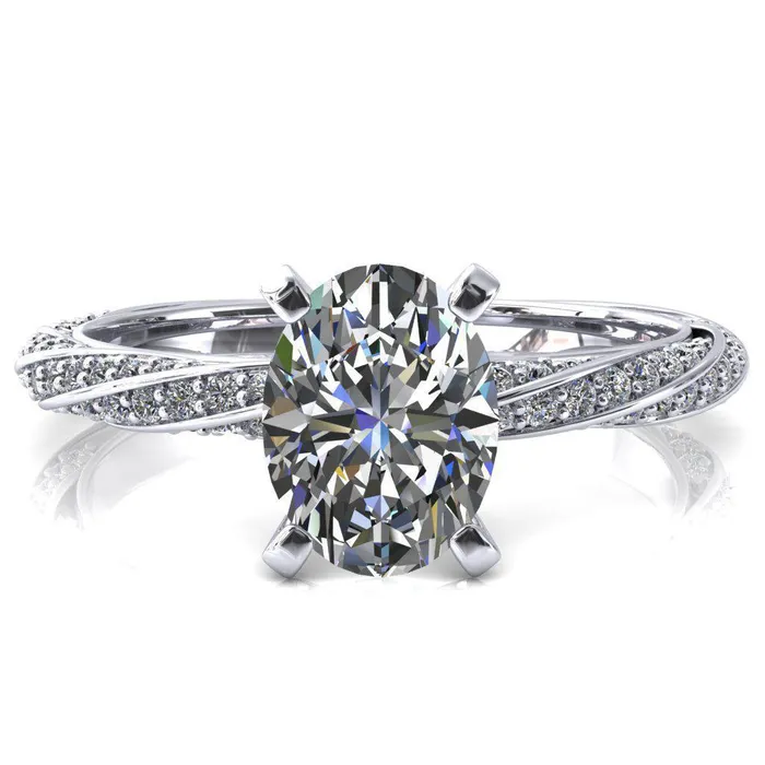 Fire Brilliance Rings Elysia Oval Center Stone 4 Prong 34 Eternity Diamond Accent Ring