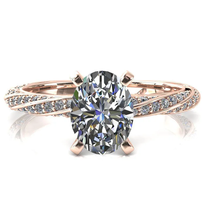 Fire Brilliance Rings Elysia Oval Center Stone 4 Prong 34 Eternity Diamond Accent Ring