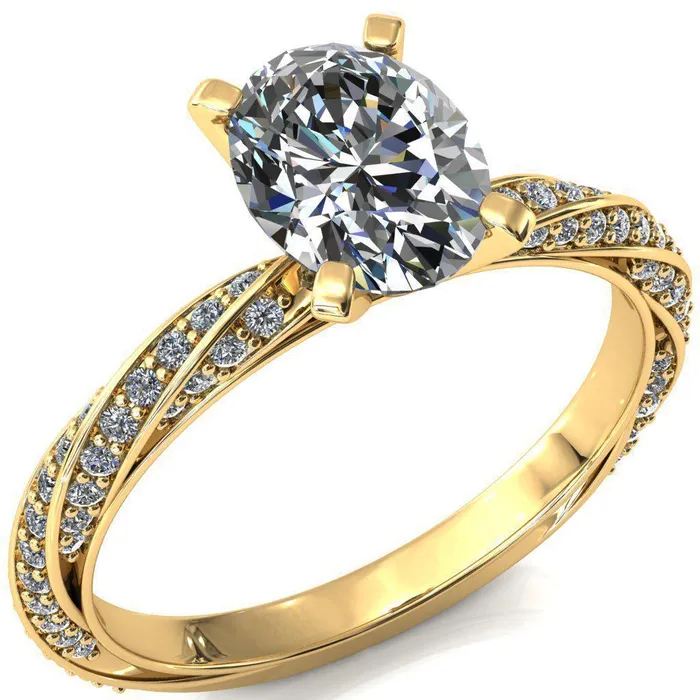 Fire Brilliance Rings Elysia Oval Center Stone 4 Prong 34 Eternity Diamond Accent Ring