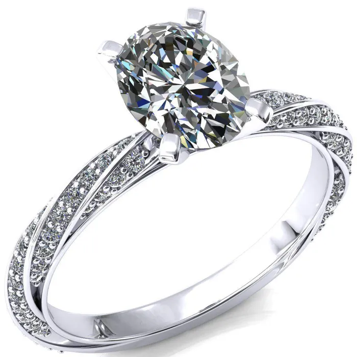 Fire Brilliance Rings Elysia Oval Center Stone 4 Prong 34 Eternity Diamond Accent Ring