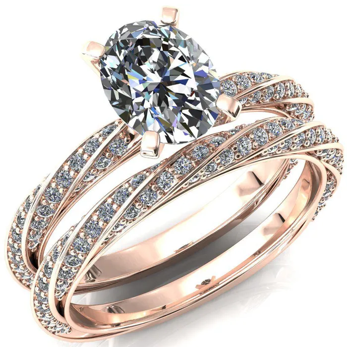 Fire Brilliance Rings Elysia Oval Center Stone 4 Prong 34 Eternity Diamond Accent Ring