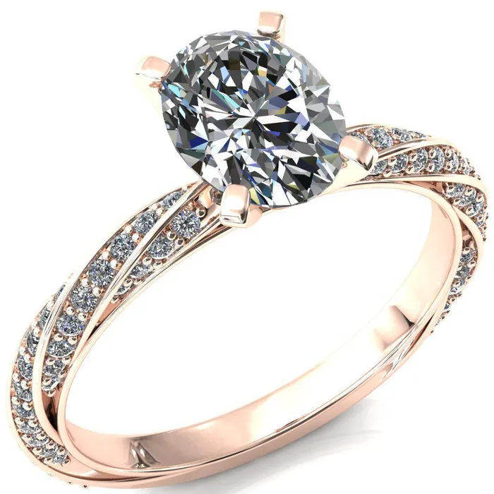 Fire Brilliance Rings Elysia Oval Center Stone 4 Prong 34 Eternity Diamond Accent Ring
