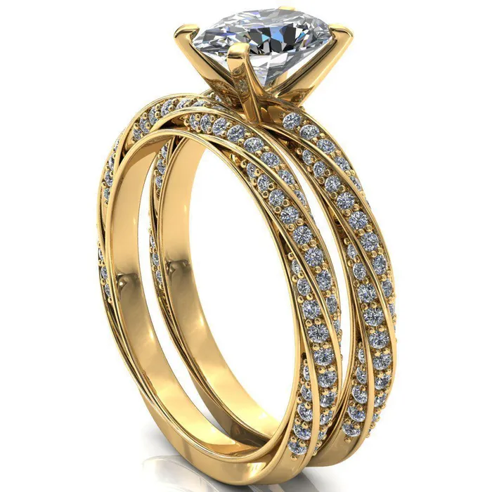 Fire Brilliance Rings Elysia Oval Center Stone 4 Prong 34 Eternity Diamond Accent Ring