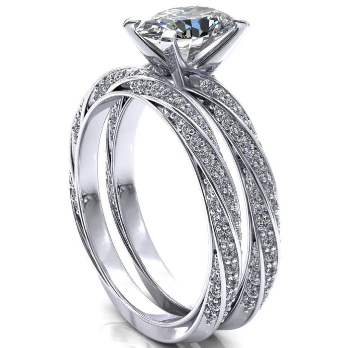 Fire Brilliance Rings Elysia Oval Center Stone 4 Prong 34 Eternity Diamond Accent Ring