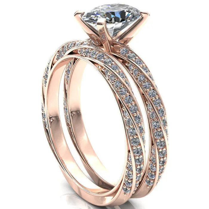 Fire Brilliance Rings Elysia Oval Center Stone 4 Prong 34 Eternity Diamond Accent Ring