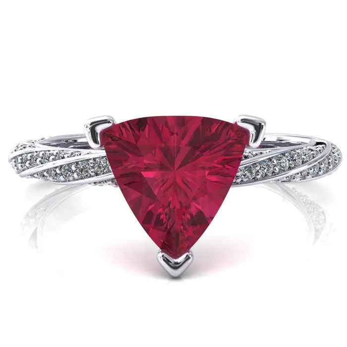 Fire Brilliance Rings Elysia Trillion Ruby 3 Prong 34 Eternity Diamond Accent Ring Fire Brilliance Rings Elysia Trillion Ruby 3 Prong 34 Eternity Diamond Accent Ring