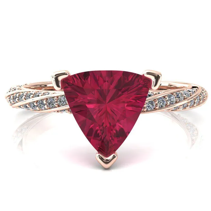 Fire Brilliance Rings Elysia Trillion Ruby 3 Prong 34 Eternity Diamond Accent Ring