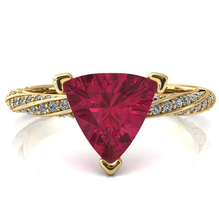 Fire Brilliance Rings Elysia Trillion Ruby 3 Prong 34 Eternity Diamond Accent Ring