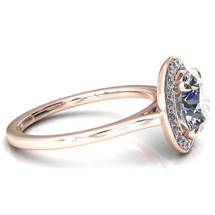 Fire Brilliance Rings Holly Round Center Stone 4 Prong Pinpoint Floating Halo Scalloped Cathedral Ring