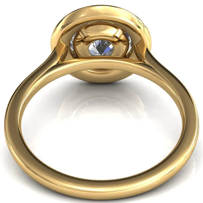 Fire Brilliance Rings Holly Round Center Stone 4 Prong Pinpoint Floating Halo Scalloped Cathedral Ring