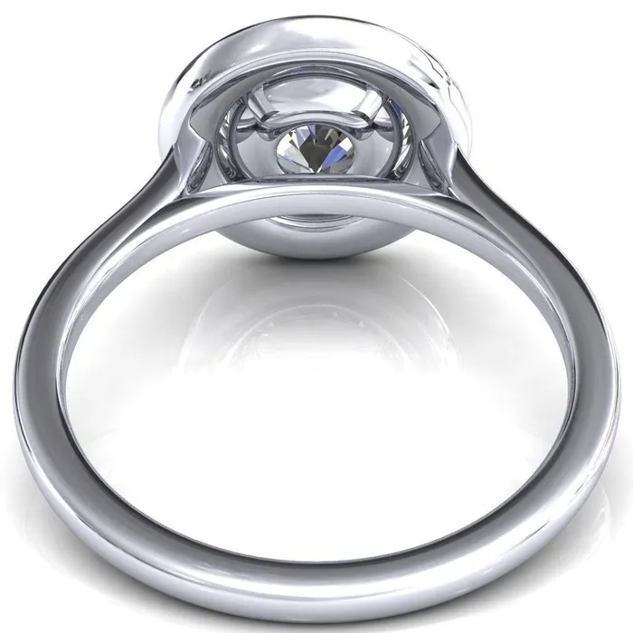 Fire Brilliance Rings Holly Round Center Stone 4 Prong Pinpoint Floating Halo Scalloped Cathedral Ring