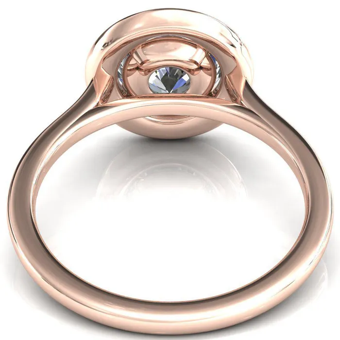 Fire Brilliance Rings Holly Round Center Stone 4 Prong Pinpoint Floating Halo Scalloped Cathedral Ring