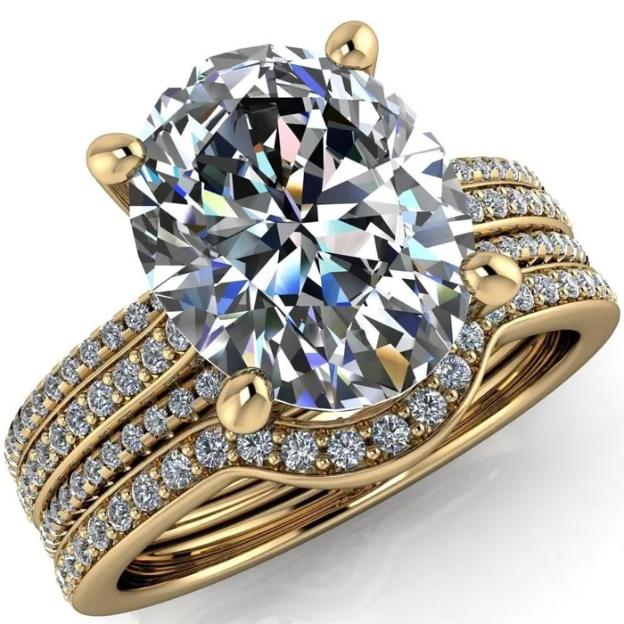 Fire Brilliance Rings Jameson Oval Center Stone Triple Diamond Channel 4 Prong Ring